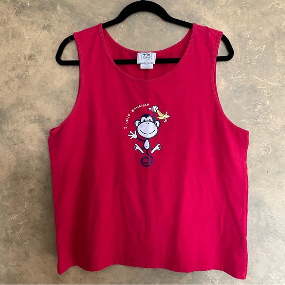 Vintage 90s Y2K 725 Originals Graphic Monkey Banana Tank Top - Picture 1 of 5